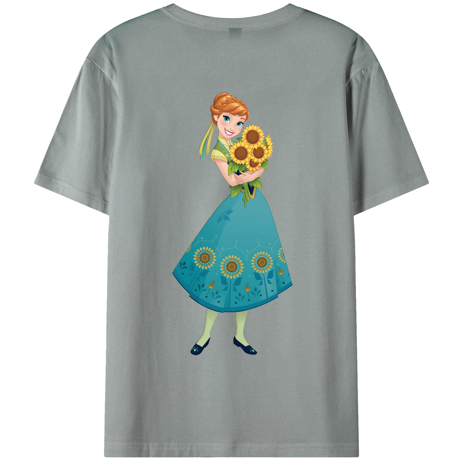 （画像用） アナと雪の女王 アンナ エルサ Frozen Anna Elsa 綿100％ メンズ半袖Tシャツ（バックプリント） 通気性